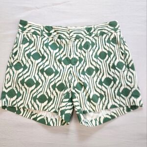 Banana Republic Women's Green Ornate Patterned Bermuda Style Pocket Shorts, sz 2